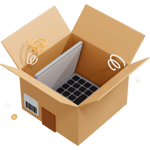 box with laptop inside icon